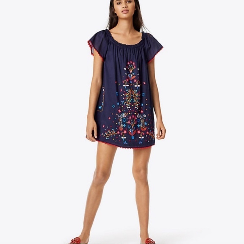 Tory Burch Wildflower Embroidered Beach Dress Size S